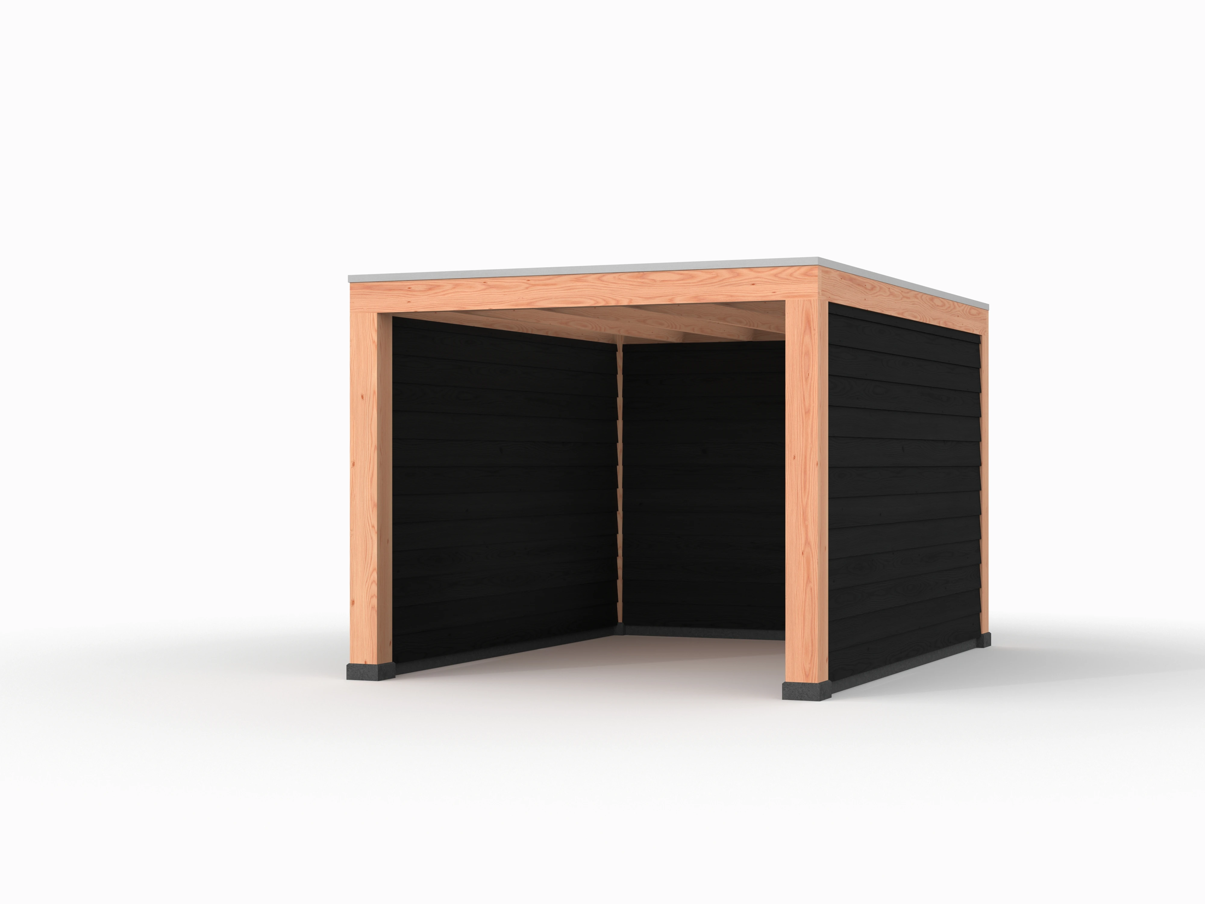 Douglas overkapping, 300 x 400, met zwarte achterwand en twee zijwanden, Westwood Modern - Afbeelding 1